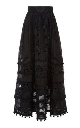 Corsage Embellished Silk-Linen Midi Skirt by Zimmermann | Moda Operandi