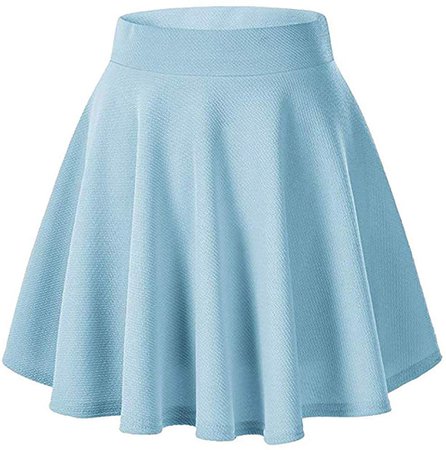 Moxeay Women's Basic A Line Pleated Circle Stretchy Flared Skater Skirt (X-Large, Light Blue) at Amazon Women’s Clothing store