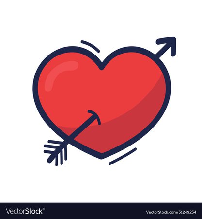 Heart with arrow hand drawn in hand drawn cartoon Vector Image