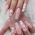 Amazon.com: BABALAL Long Coffin Fake Nails Butterfly Ballerina False Nails Blue Press on Nails Glossy Acrylic Nail Tips with Design for Women and Girls : Beauty & Personal Care