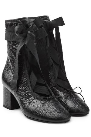 Leather Ankle Boots with Grosgrain Ribbon Gr. IT 37