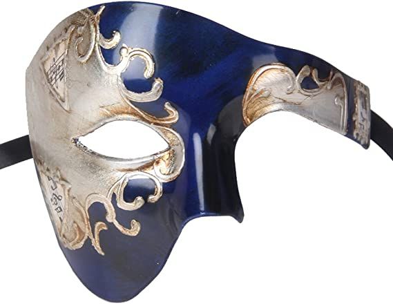 Half Face Masquerade Mask Blue/Silver
