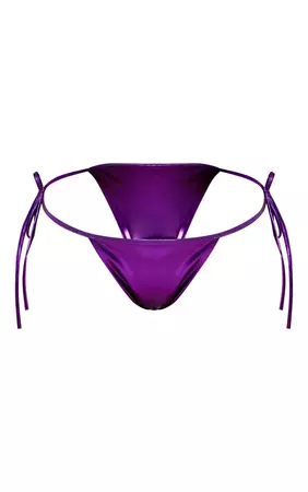 Purple High Shine Tie Side Bikini Bottoms | PrettyLittleThing USA