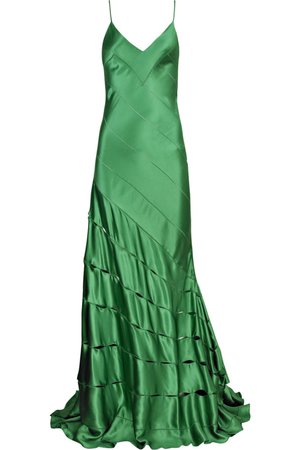 Jade Cutout silk-satin gown | Roberto Cavalli | NET-A-PORTER