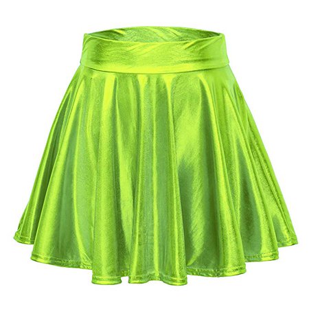 Neon Green Metallic Skater Skirt