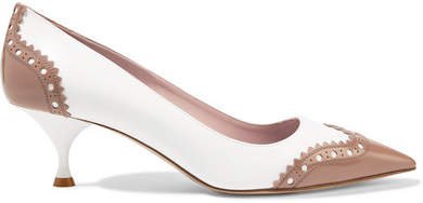 Two-tone Patent-leather Pumps - White