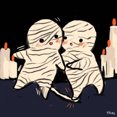 Halloween two mummies