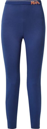 Intarsia-trimmed Tech-jersey Leggings - Royal blue