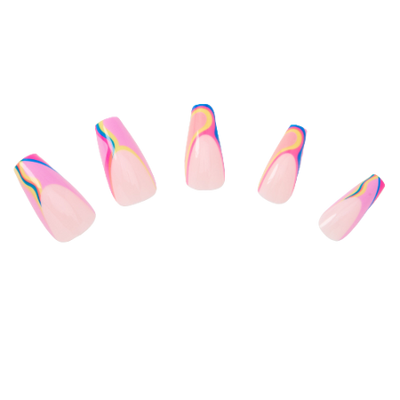 Claire's Pink Marble French Tip Squareletto Press On Vegan Faux Nail Set