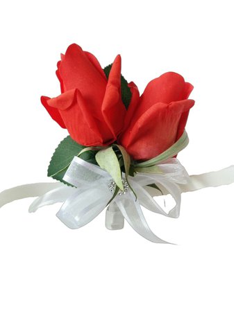 Wedding Natural Touch Red Roses Wrist wristlet Corsage - Silk wedding Corsage