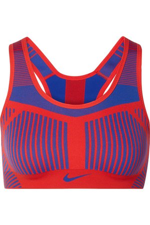 Nike | Fe/Nom striped Flyknit sports bra | NET-A-PORTER.COM