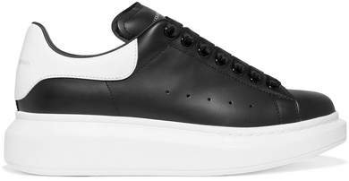 Leather Exaggerated-sole Sneakers - Black