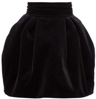 Puffed Velvet Mini Skirt - Womens - Black