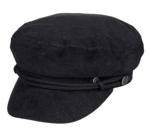 black newsboy cap