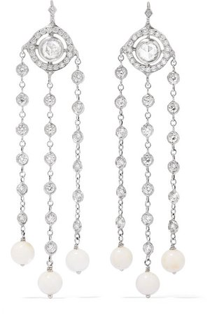 Loree Rodkin | Christina 18-karat white gold, diamond and coral earrings | NET-A-PORTER.COM
