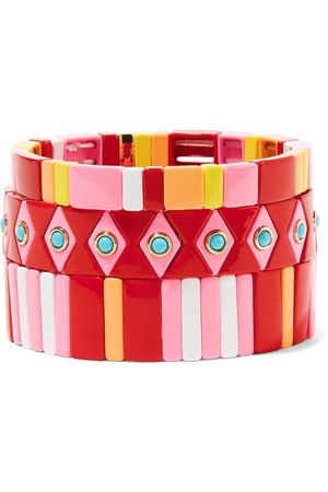 Roxanne Assoulin | Hibiscus set of three enamel bracelets | NET-A-PORTER.COM