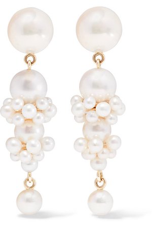 Sophie Bille Brahe | + Cecilie Bahnsen Tulip 14-karat gold pearl earrings | NET-A-PORTER.COM