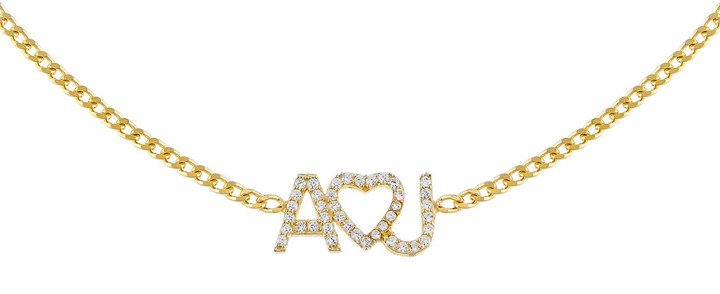 Pave Heart Personalized Nameplate Choker Necklace