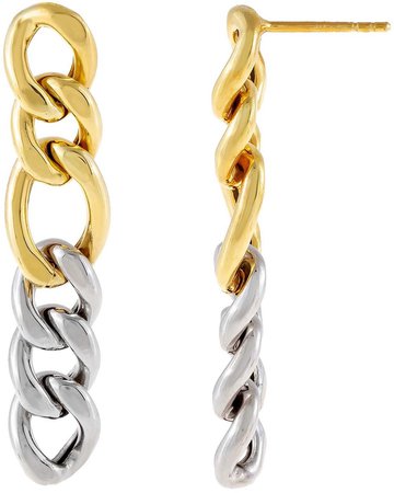 Two-Tone Miami Curb Chain Drop Earrings