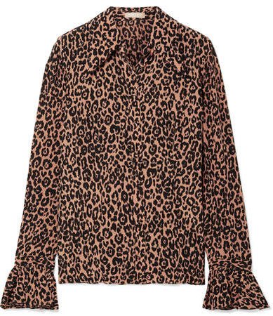 Leopard-print Crinkled Silk-crepe Blouse - Leopard print