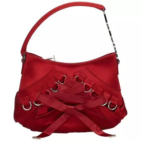 Dior Red Satin Ballet Handbag at 1stDibs