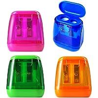 Amazon.com : Pencil Sharpener, Manual Pencil Sharpeners, 4PCS Colorful Compact Dual Holes Pencil Sharpeners with Lid, Colored Pencil Sharpener for Kids & Adults, Portable Pencil Sharpener for Travel School Office : Office Products