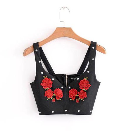 Gothic Rose Embroidery Crop Top – ROCK 'N DOLL