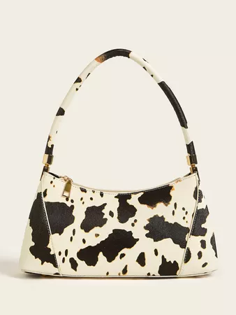 Cow Pattern Zipper Decor Tote Bag | SHEIN USA