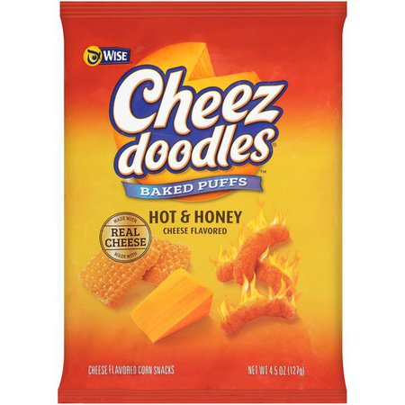 Wise Cheez Doodles Baked Puffs Hot & Honey Wise Cheez Doodles Baked Puffs Hot & Honey Cheese Flavored Corn Snacks