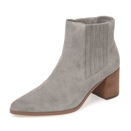 Grey Poiny Toe Suede Chunky Heel Boots US Size 3-15 for Hanging out | FSJ