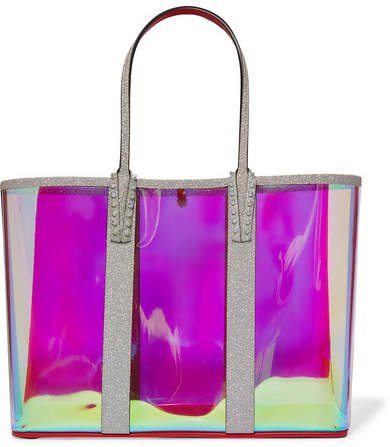 Cabata Spiked Pvc And Glittered-leather Tote - Clear