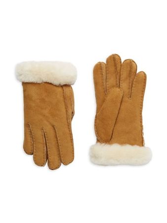 UGG Shearling-Trim Leather Gloves on SALE | Saks OFF 5TH