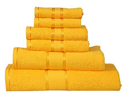 Divine Elegance 6 Piece Family Towel Set - 100% Cotton, Soft, Extra Absorbent, Quick Dry & Durable, Reasonable, 450 GSM - Vibrant Yellow: Bedding & Bath