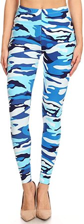 Women's Plus Blue Camouflage Army Pattern Printed Leggings at Amazon Women’s Clothing store