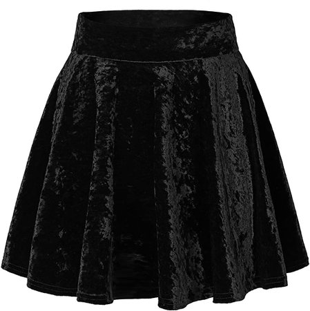Urban CoCo Women's Vintage Velvet Stretchy Mini Flared Skater Skirt (L, Burgundy) at Amazon Women’s Clothing store