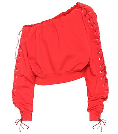 Lace-up cotton sweatshirt