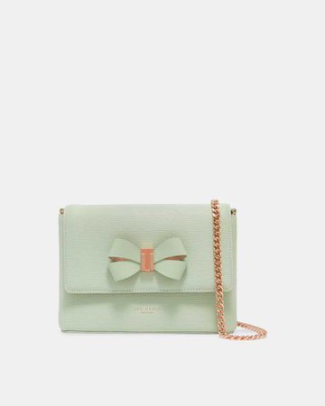 Bow detail leather cross body bag - Olive | Bags | Ted Baker