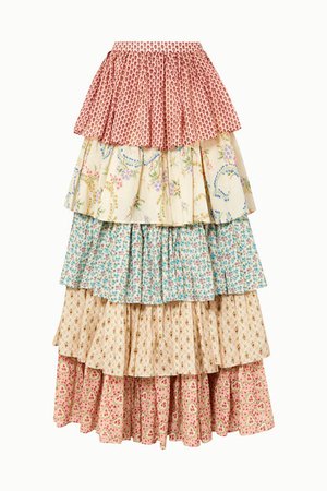 Gucci | Tiered printed cotton maxi skirt | NET-A-PORTER.COM