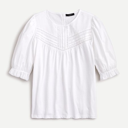 J.Crew: Puffed-sleeve Woven Lace Top