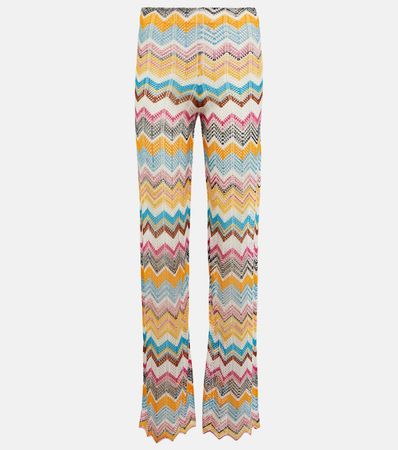 Zig Zag Knit High Rise Flared Pants in Multicoloured - Missoni Mare | Mytheresa