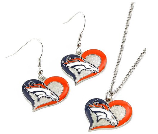 Broncos earrings and necklace