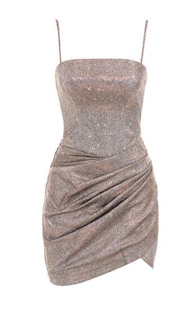 Clothing : Structured Dresses : 'Socorro' Sparkle Mini Drape Dress