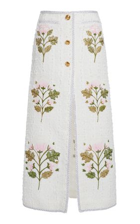Embroidered Boucle Midi Skirt By Giambattista Valli | Moda Operandi