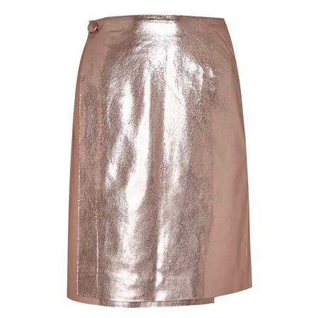Manley Metallic Leather Skirt Pink Tinsel