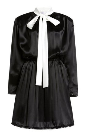 Contrasting Bow Tie Silk Mini Dress By George Keburia | Moda Operandi