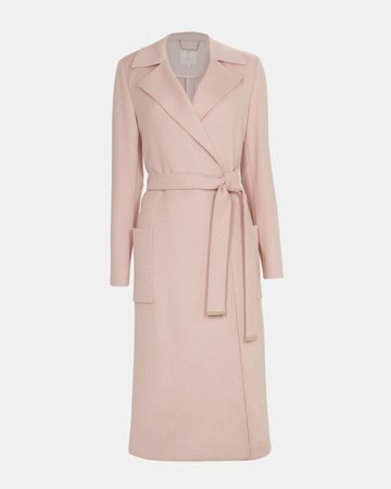 Long belted coat - Dusky Pink | Jackets and Coats | Ted Baker UK