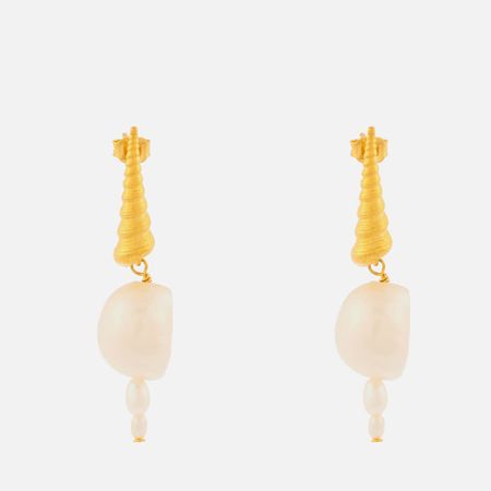 Anni Lu Women's Turret Shell Baroque Pearl Earrings - Gold