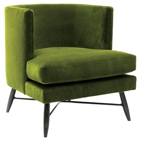 Oly Studio Poppy Modern Green Mohair Upholstered Bronze Metal Living Room Chair