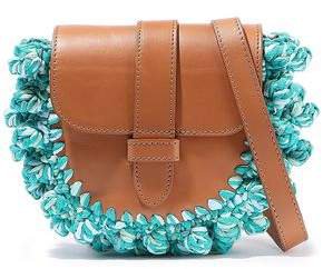 Knotted Crochet-paneled Leather Shoulder Bag