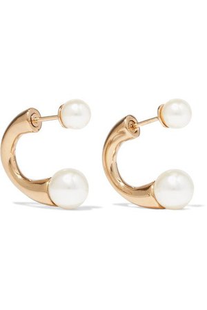 CHLOÉ Darcey gold-tone Swarovski pretty pearl earrings - Humble & Rich Boutique